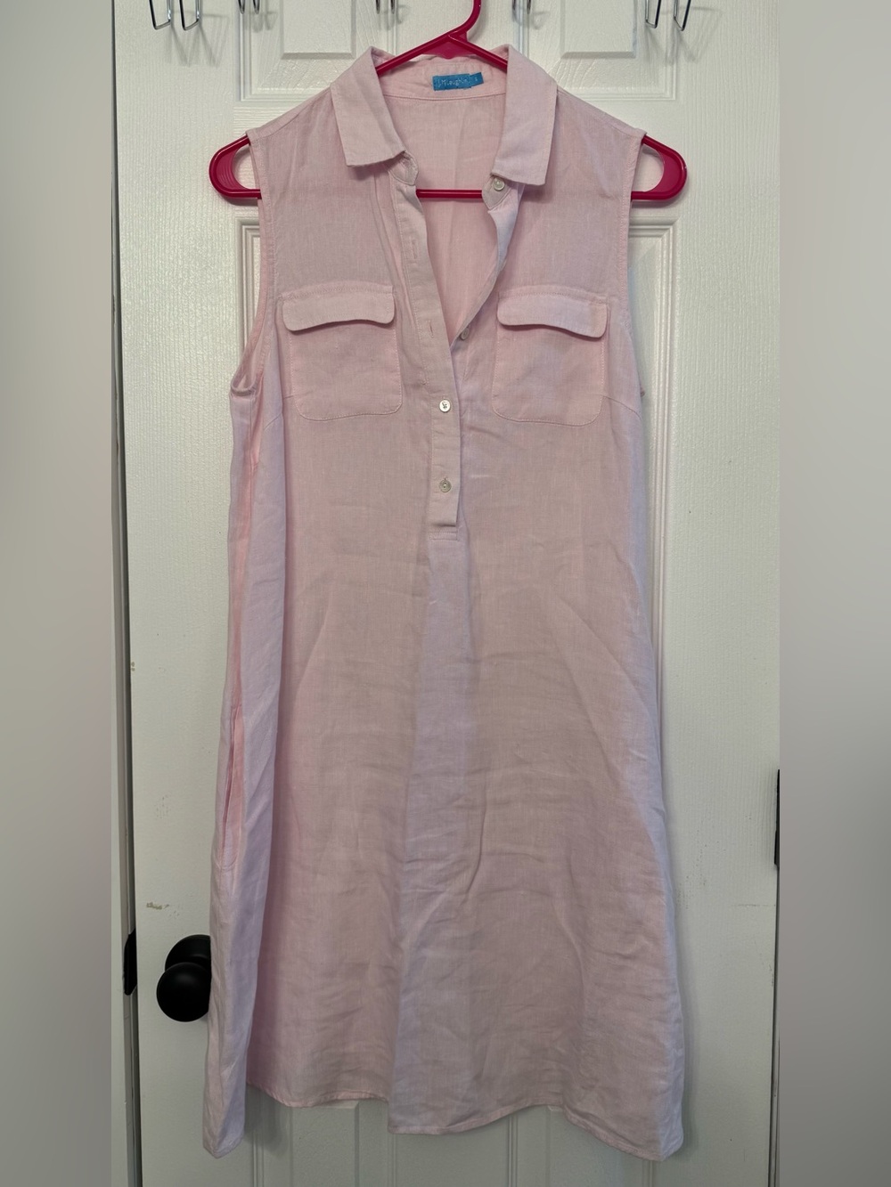 J. McLaughlin Pale Pink LINEN Sleeveless Shirt Dress